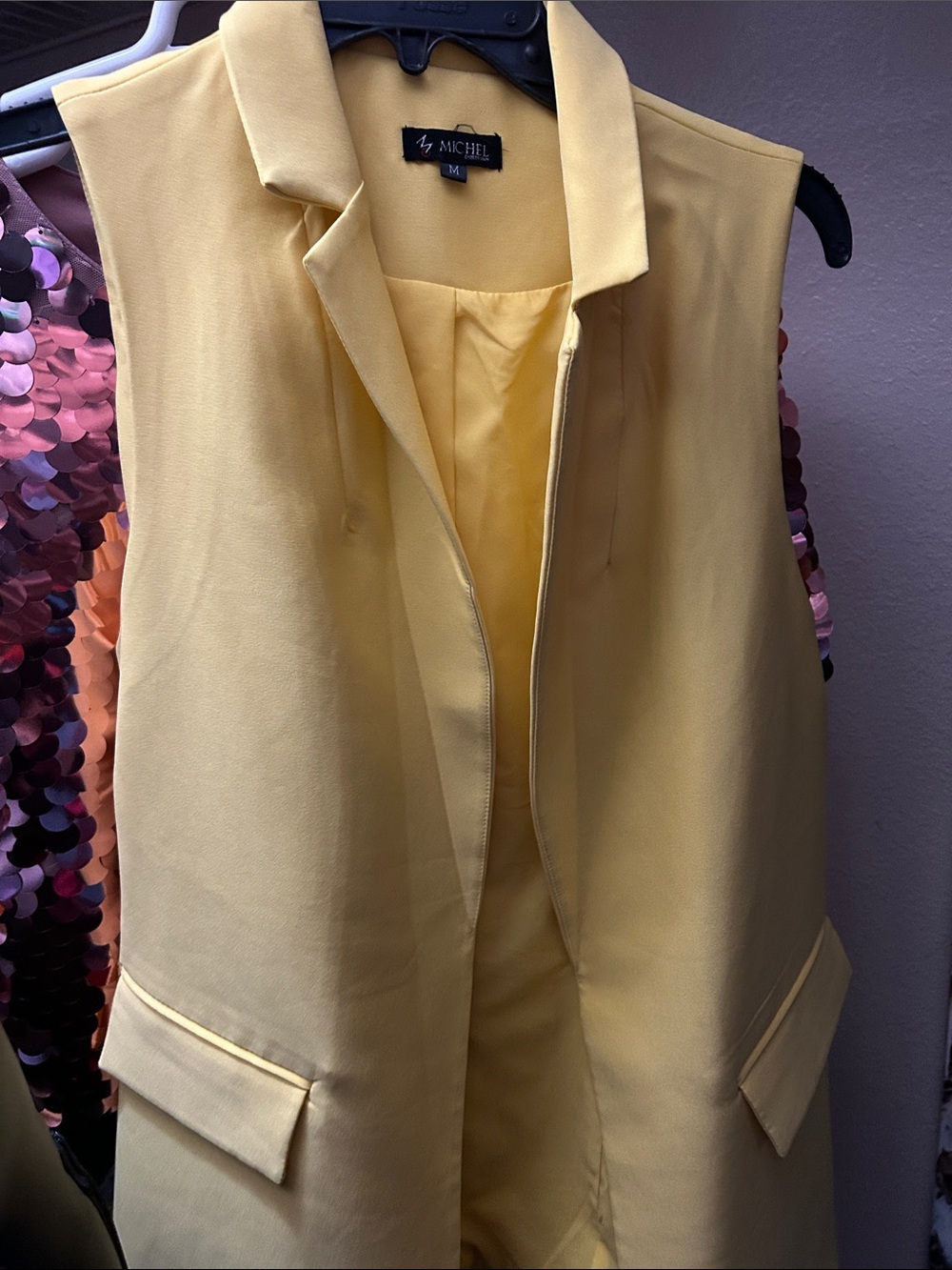 Michele Bright Yellow Sleeveless Blazer
